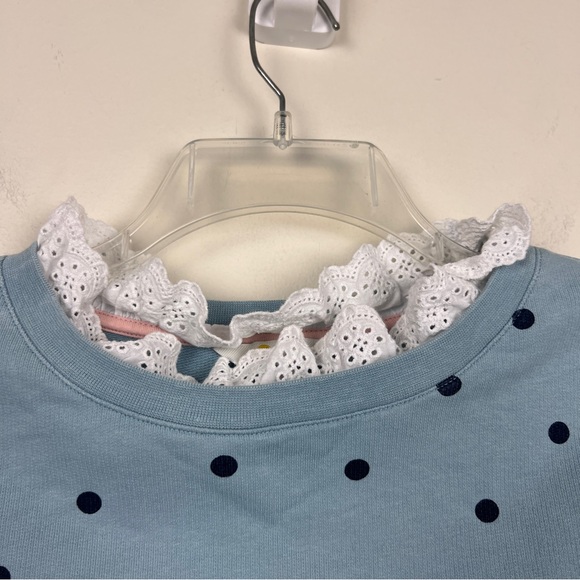 Boden Holly Polka Dot Jersey Lace Trim Sweatshirt - Picture 5 of 7